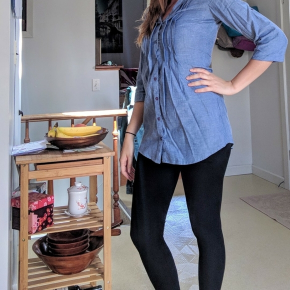 Ricki's women's blue chambray long button up. Sz 0 - Picture 5 of 5